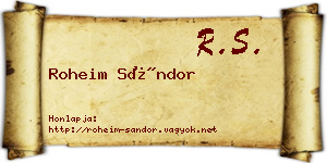 Roheim Sándor névjegykártya